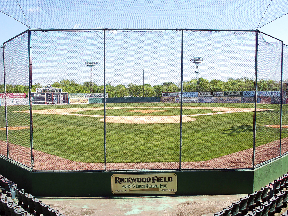 View of Rickwood Field in Birmingham, Alabama, from behind home plate