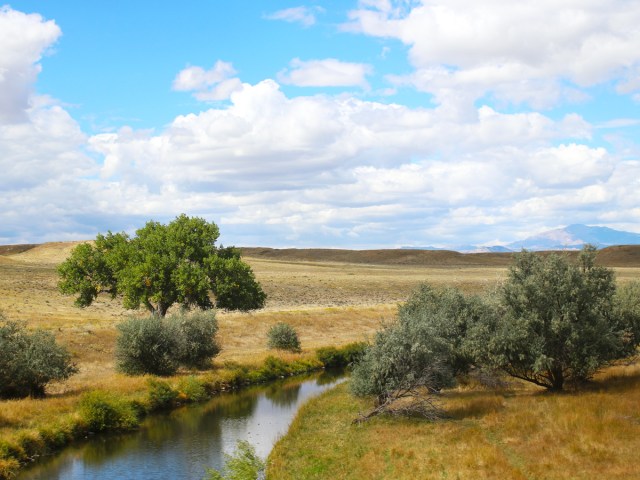 River and fields outside of Casper, Wyoming