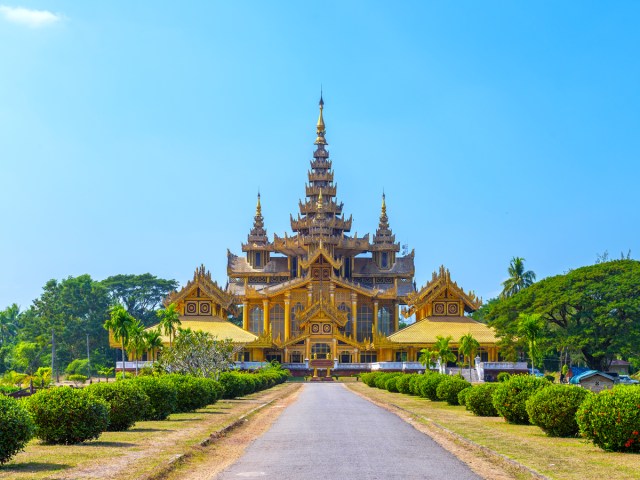 Road leading toward temple in Naypyidaw, Myanmar