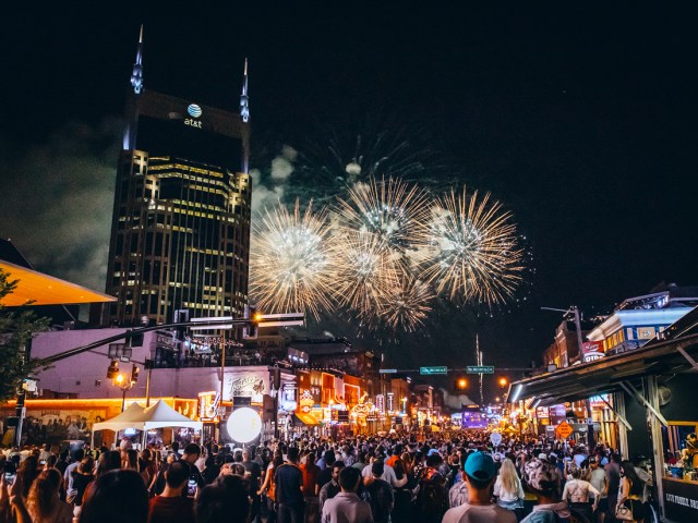 Fireworks spectators in downtown Nashville, Tennessee