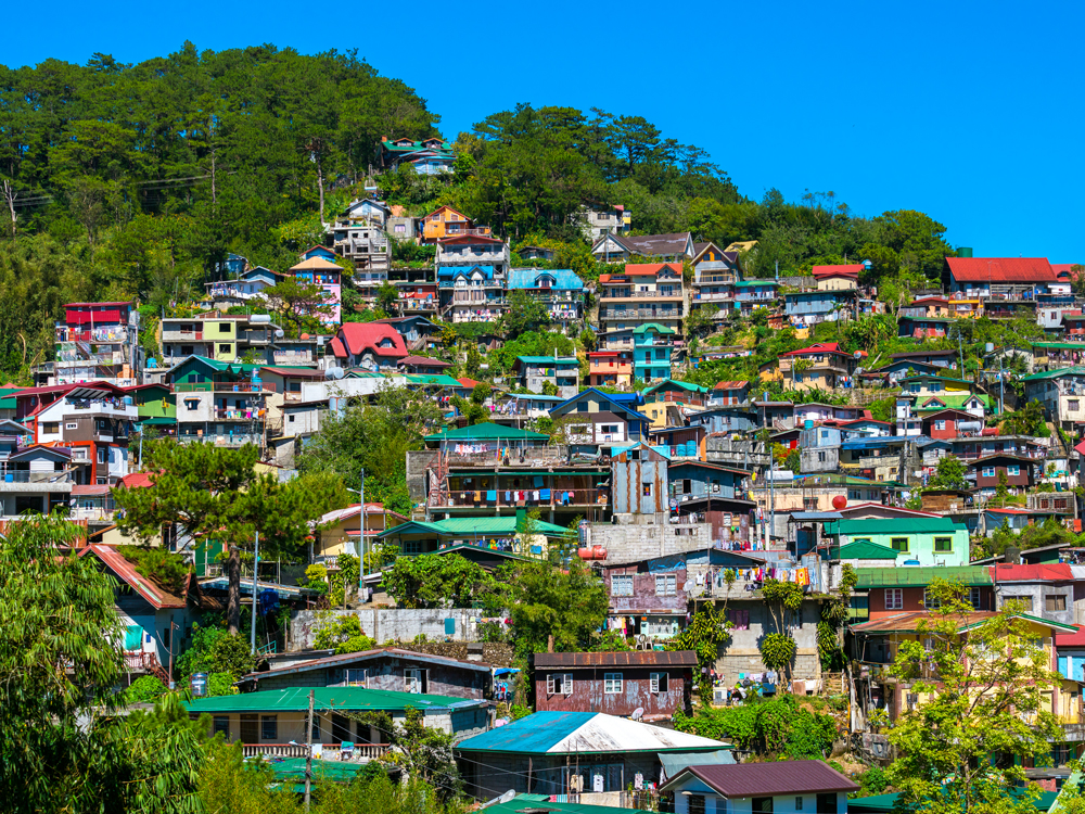 Homes on hillside in Baguio, Philippines