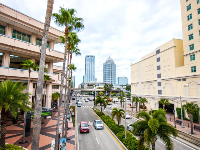 Street in downtown Tampa, Florida, seen from above