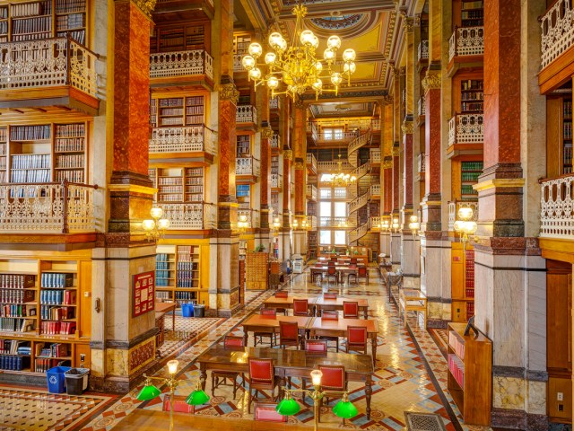 Grandiose Victorian interior of the State Law Library in Des Moines, Iowa