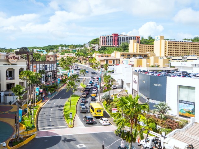 Aerial view of cityscape in Guam