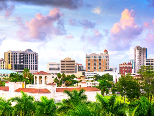 High rises and palm trees in Sarasota, Florida