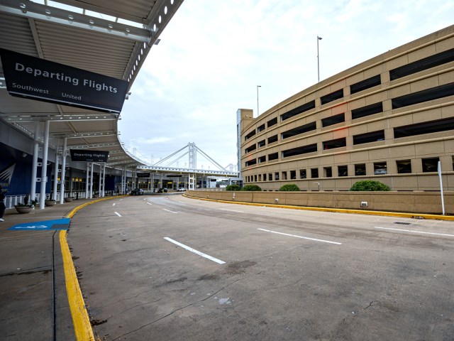 Empty terminal pick-up/drop-off area at Birmingham-Shuttlesworth International Airport in Alabama