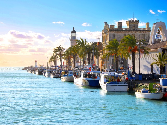 Boats docked at the fishing port of Grau du Roi in Camargue, France