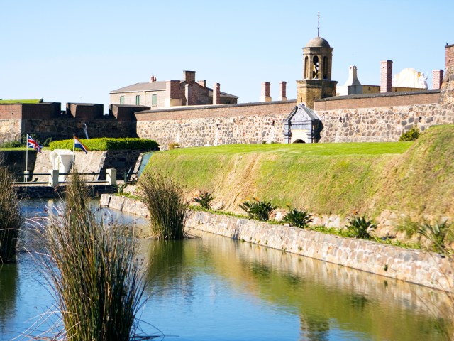 Moat and defensive wall of Castle of Good Hope in Cape Town, South Africa