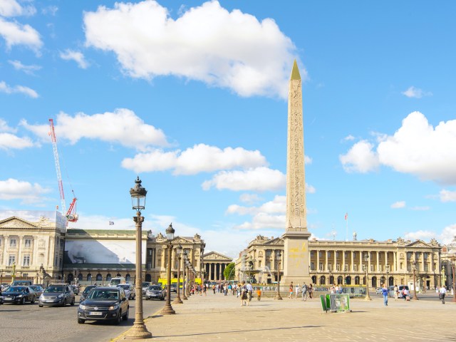 Obelisk standing in the Place de la Concorde in Paris, France