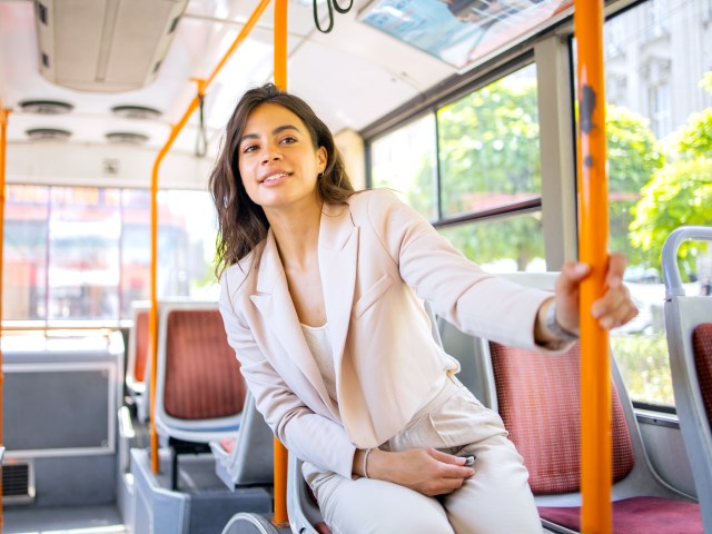 Person riding bus