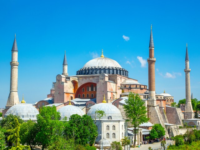 Exterior of Hagia Sophia in Istanbul, Turkey