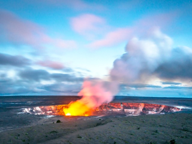 Lava and steam erupting from Hawaii's Kīlauea volcano