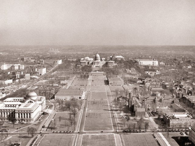 Historical view of undeveloped National Mall in Washington, D.C., seen from above