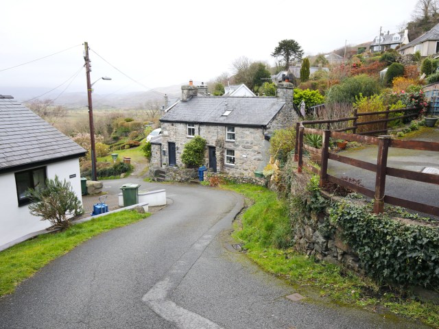 Ffordd Pen Llech, one of the world's steepest streets, in Harlech, Wales