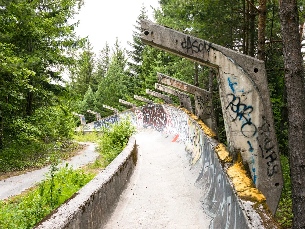 Abandoned bobsleigh and luge track  from 1984 Winter Olympics in Sarajevo, Bosnia and Herzegovina
