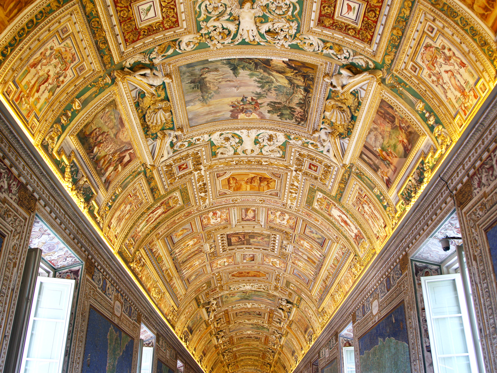 Frescoed ceiling inside the Vatican Museums