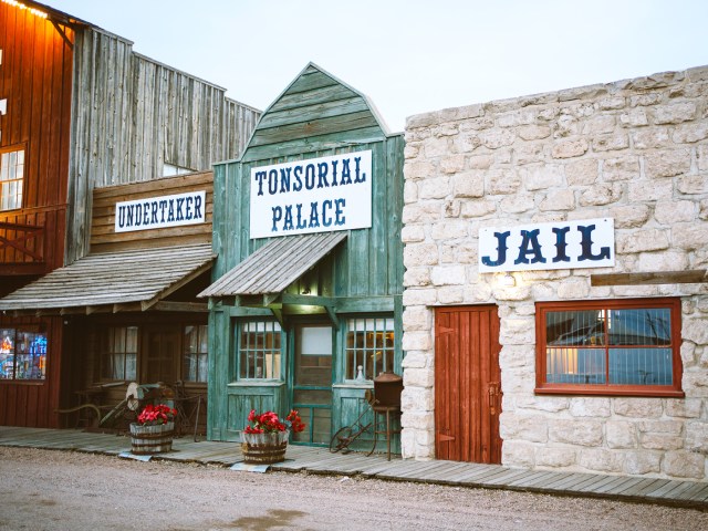 Front Street in Ogallala, Nebraska, with 19th-century-style Wild West architecture