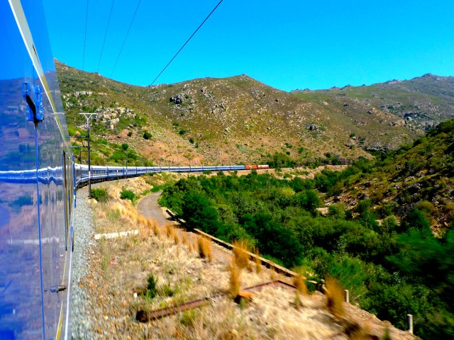 View from car window of Blue Train in South Africa