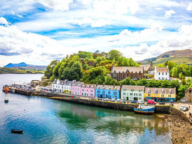 Aerial view of Portree, Isle of Skye, Scotland