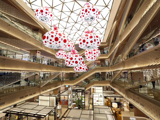 Light-filled atrium of Ginza Six shopping mall in Tokyo, Japan