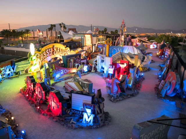 Collection of discarded neon signs at the Neon Museum in Las Vegas, Nevada