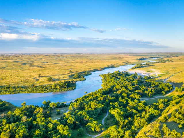 Aerial view of Dismal River in Nebraska