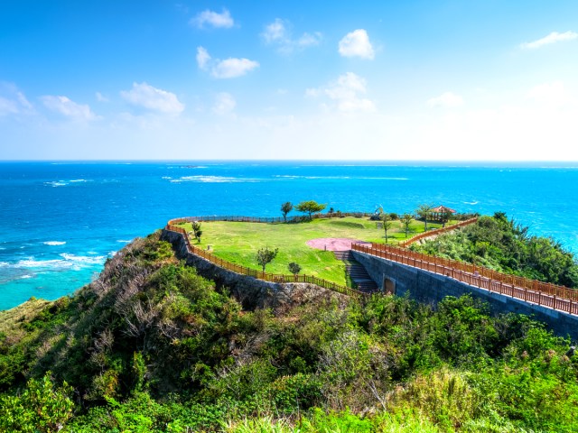 Chinen Cape overlooking the sea on island of Okinawa, Japan