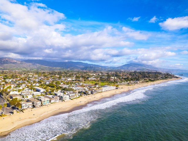 Aerial view of Santa Barbara, California, coastline