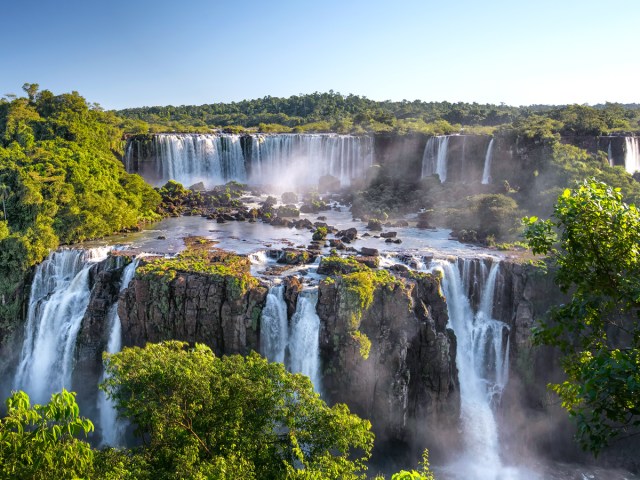 Aerial view of Iguazu Falls on the border of Argentina and Brazil