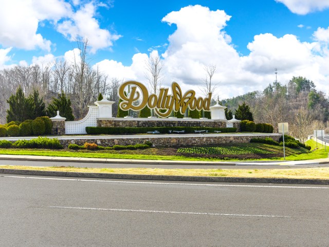 Sign of Dollywood in Pigeon Forge, Tennessee