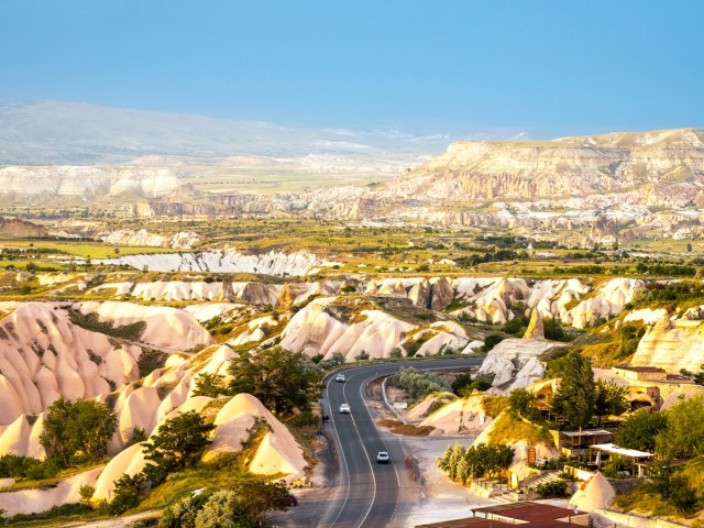 Aerial view of highway in Cappadocia, Turkey