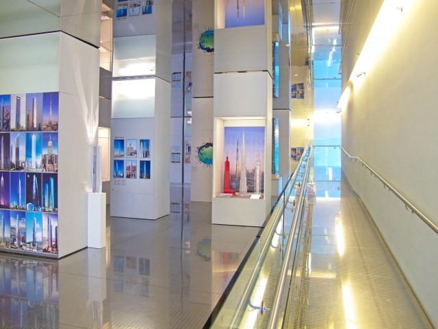 Exhibits inside the Skyscraper Museum in New York City