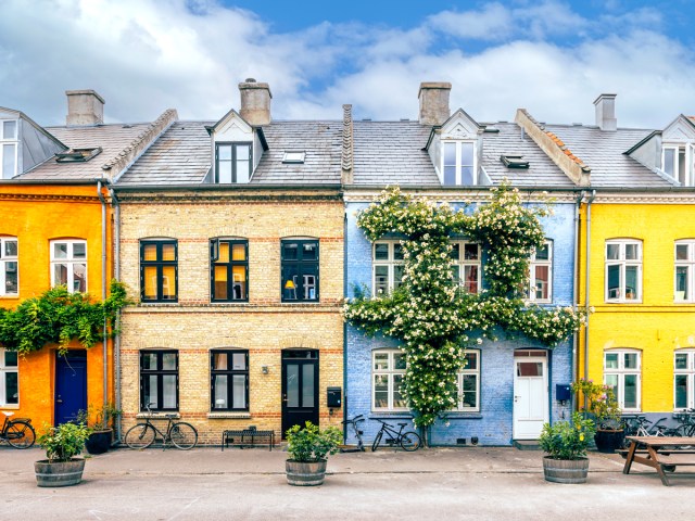 Colorful row homes in Copenhagen, Denmark