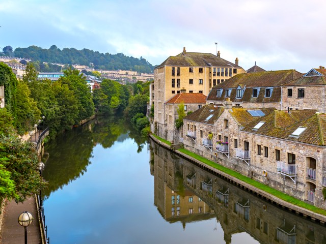 River Avon flowing through Bath, England