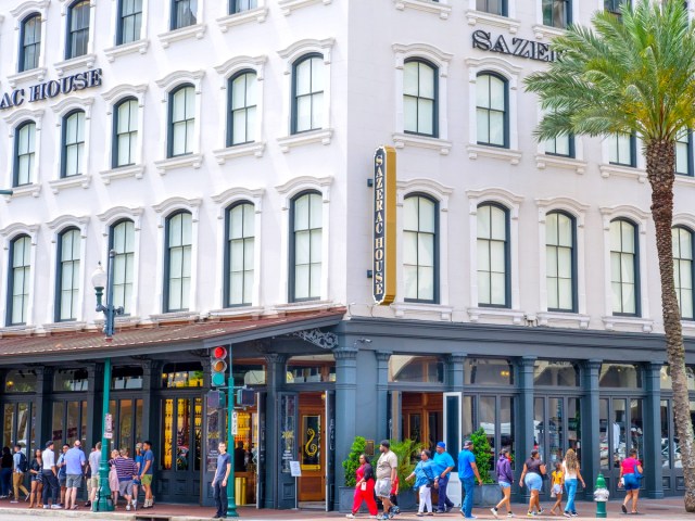 Exterior of the Sazerac House in New Orleans, Louisiana