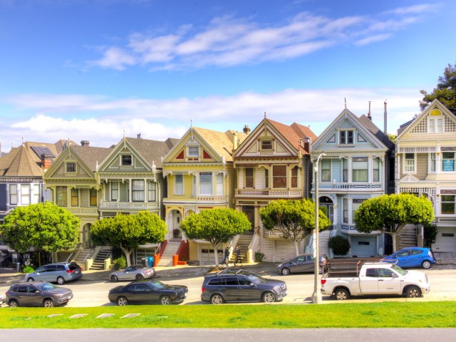 The "Painted Ladies" Victorian row homes in San Francisco, California 