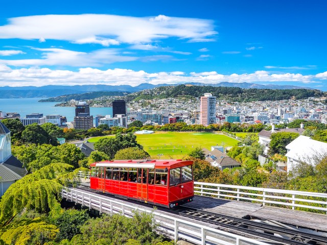 Wellington Cable Car ascending above New Zealand capital