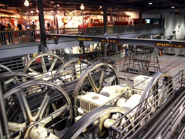 Exhibit at the Cable Car Museum in San Francisco, California