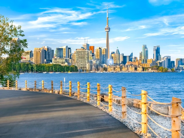 Skyline of Toronto, Canada, seen across Lake Ontario