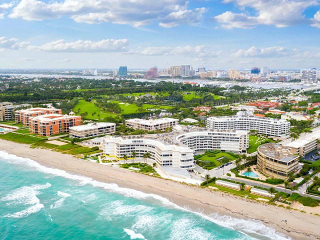 Aerial view of Palm Beach, Florida, and Atlantic Ocean