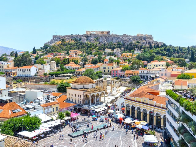 Cityscape of Athens, Greece, with Acropolis of Athens