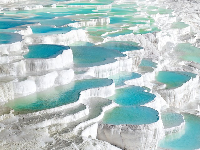 White travertine pools at Pamukkale, Turkey