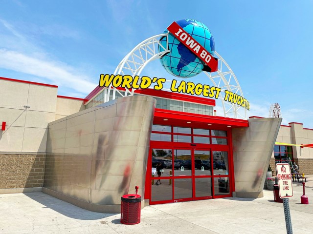 Entrance to Iowa 80 Truckstop billing itself as the "world's largest truckstop"