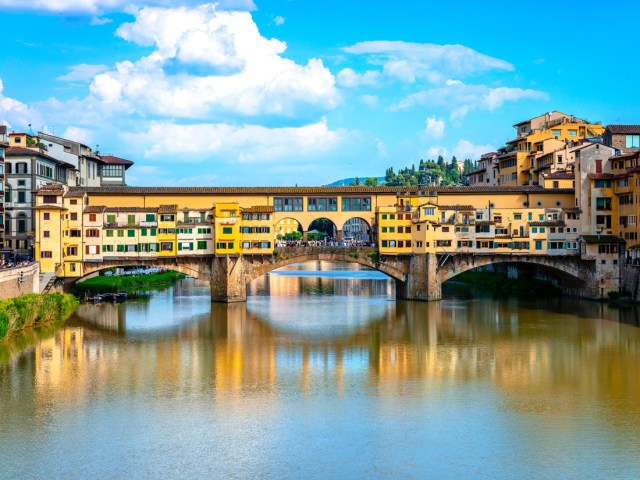 Ponte Vecchio bridge over Arno River in Florence, Italy