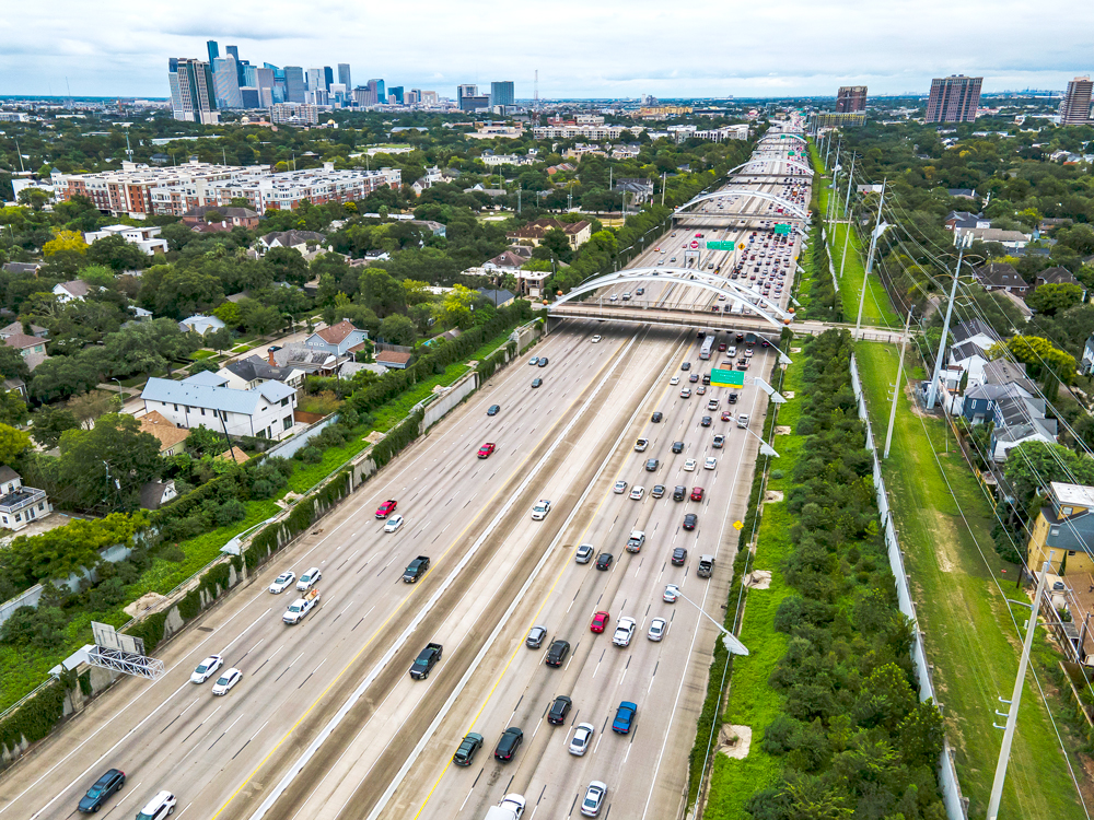 Aerial view of I-69 through Houston, Texas