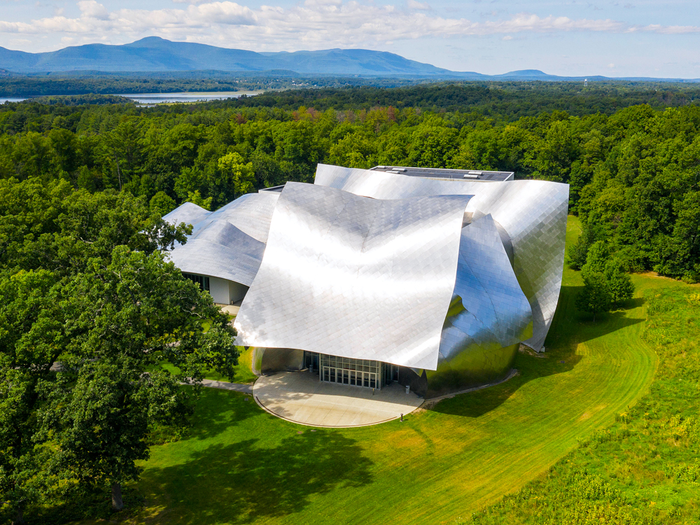 Richard B. Fisher Center for the Performing Arts on the Bard College campus, seen from above