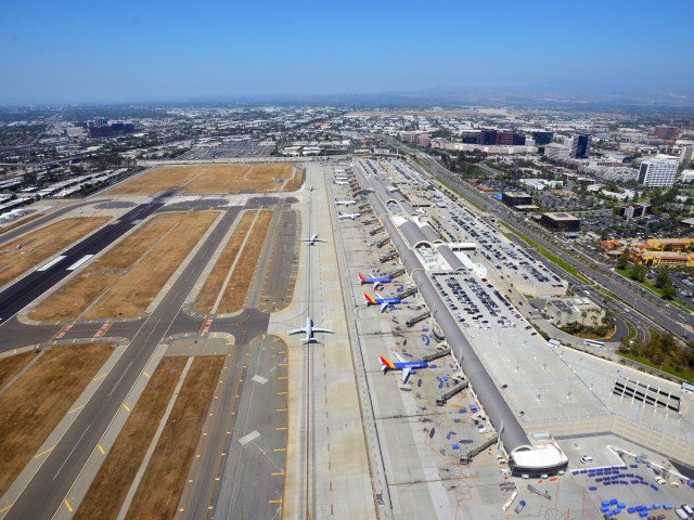 Aerial view of John Wayne Airport in Orange County, California