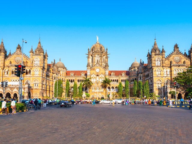 Grand exterior of Chhatrapati Shivaji Maharaj Terminus in Mumbai, India 