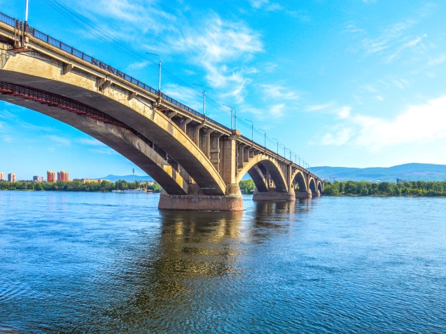 Bridge over the Yenisey River in Russia