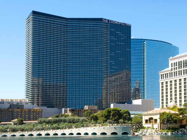 Black glass exterior of the Cosmopolitan Hotel in Las Vegas, Nevada